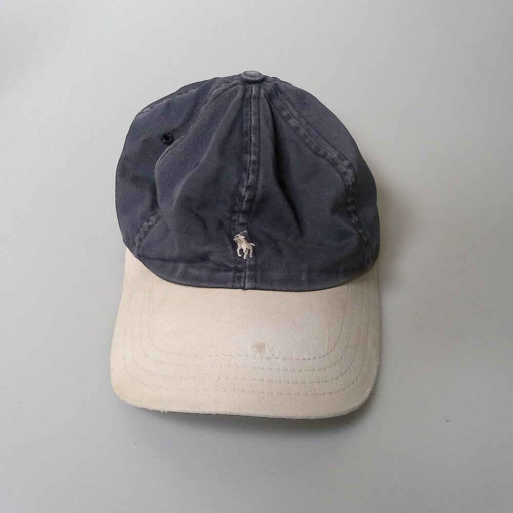 Vintage Polo Ralph Lauren Strapback Hat Cap USA Made Navy White Pony 1990s